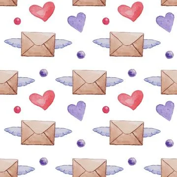 Envelope with wings and hearts Stock Illustration