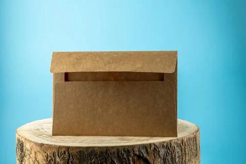 Envelope on the wooden table Stock Photos