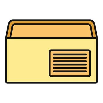 Envelope, yellow, vector, icon, open, showing, inside Stock Illustration