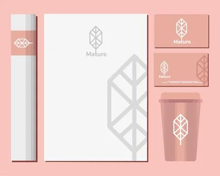 Envelopes and bundle of mockup set elements in pink background 스톡 일러스트