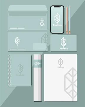 Envelopes and bundle of mockup set elements in blue background 스톡 일러스트