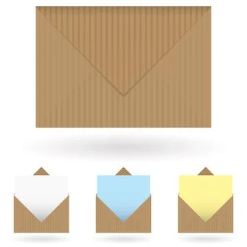 Envelopes brown Brown striped envelope with shadow and single piece of pap... Stock Photos