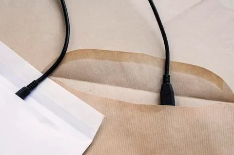Envelopes connected with cable Stock Photos