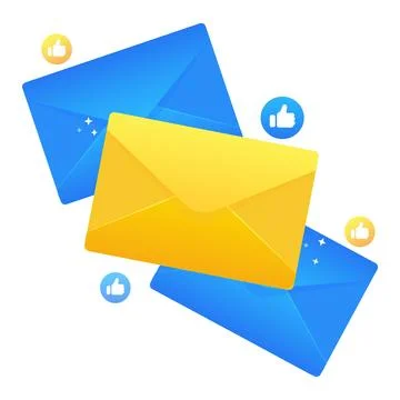 Envelopes in different positions. isolated on white background. Vector illu.. Stock Illustration