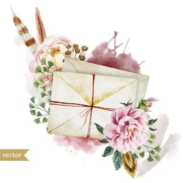 Envelopes with flowers Stock Illustration