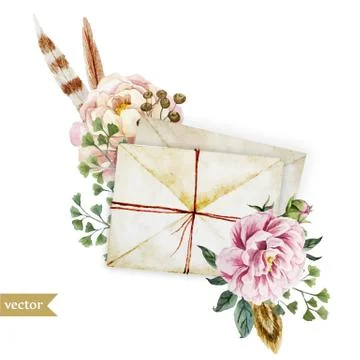 Envelopes with flowers Stock Illustration