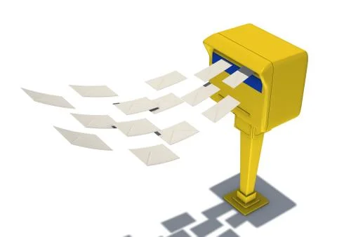 Envelopes flying out mailbox Stock Illustration