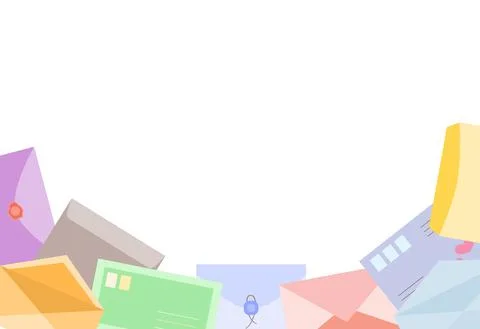 Envelopes frame with postmarks and postage stamps Stock Illustration