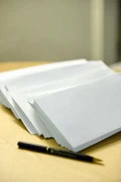Envelopes with the handle on a table Stock-Fotos