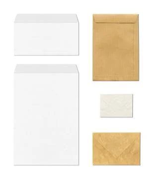 Envelopes mockup template, white background Stock Photos