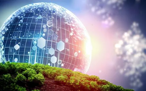 Envinronmental technology background save clean planet infographic background Stock Illustration