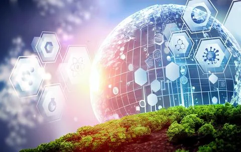 Envinronmental technology background save clean planet infographic backgroun Stock Illustration