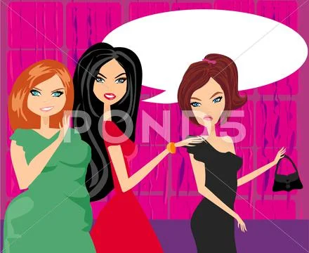 Envious two women gossip about their friend Stock Illustration