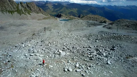 ENVIROMENT ENGINNER CONTROL MELTING GLACIER PRESENA ADAMELLO ITALY ALPS PRESERVE Stock-Footage 205085548