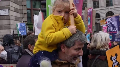 Environment activists explain reasons for joining London protest Stock Footage 164602396