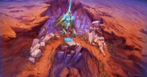 Environment alien building power station in red canyon Ilustración de archivo