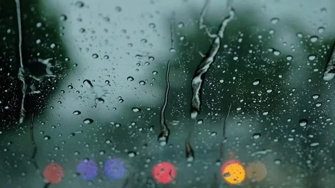 Environment and Ecology Concept. Rain Drop on Glass Window. Rainy Day on the Stock Footage 114306986