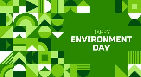 Environment banner with geometric Bauhaus pattern Illustrazione stock