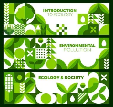 Environment banners with geometric Bauhaus pattern イラスト素材