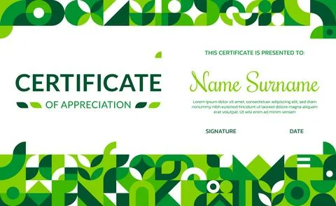 Environment business Bauhaus pattern certificate Illustrazione stock