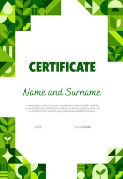 Environment certificate with Bauhaus green pattern イラスト素材