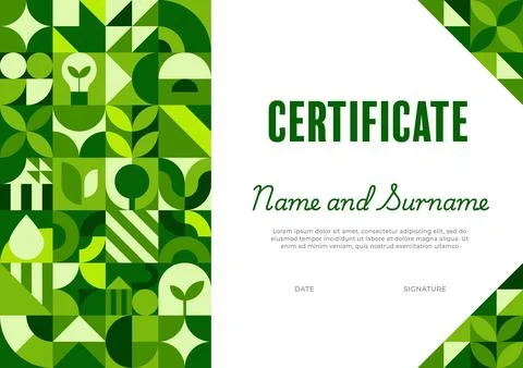 Environment certificate with Bauhaus pattern Stock Illustration
