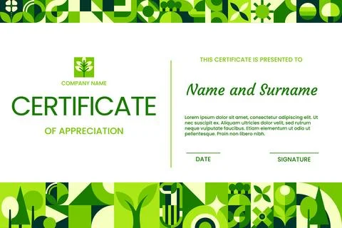 Environment certificate with Bauhaus pattern イラスト素材