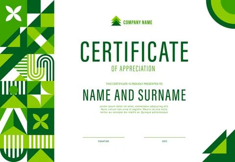 Environment certificate with geometric shapes Stock Illustration