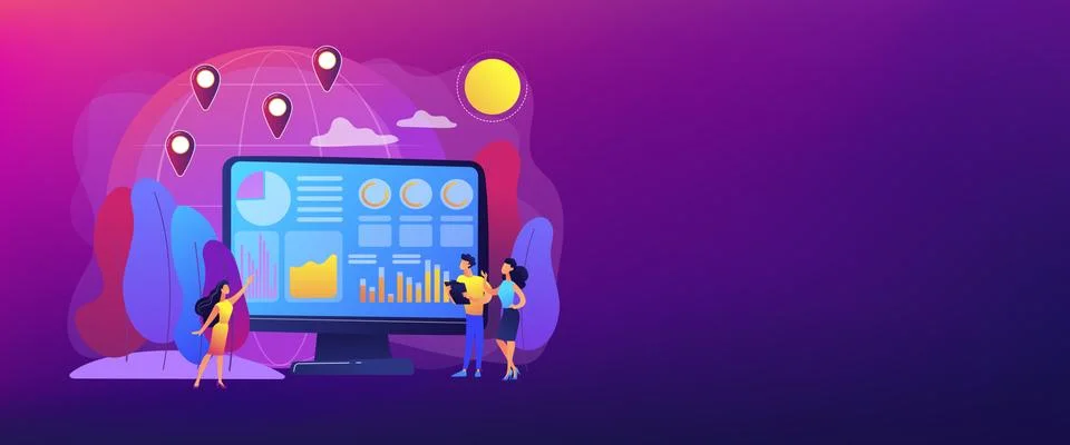 Environment data analytics concept banner header Stock Illustration