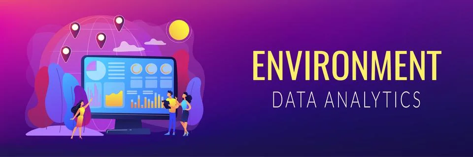 Environment data analytics concept banner header Stock Illustration