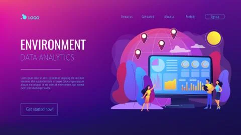 Environment data analytics concept landing page Stock Illustration