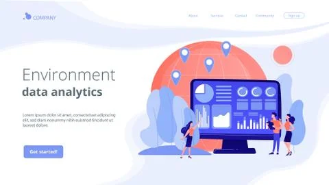 Environment data analytics concept landing page Stock Illustration