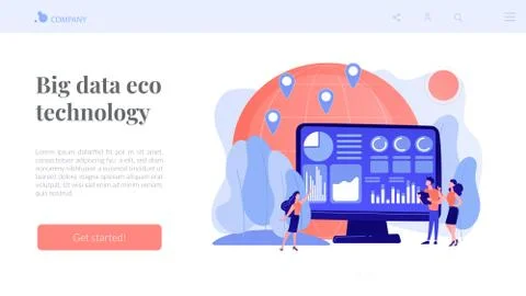 Environment data analytics concept landing page Stock Illustration