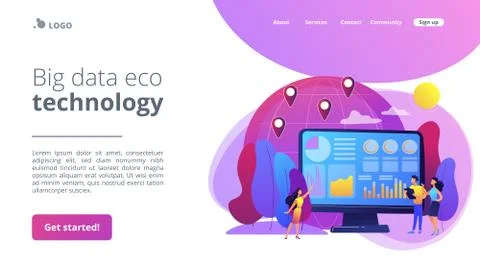 Environment data analytics concept landing page Stock Illustration