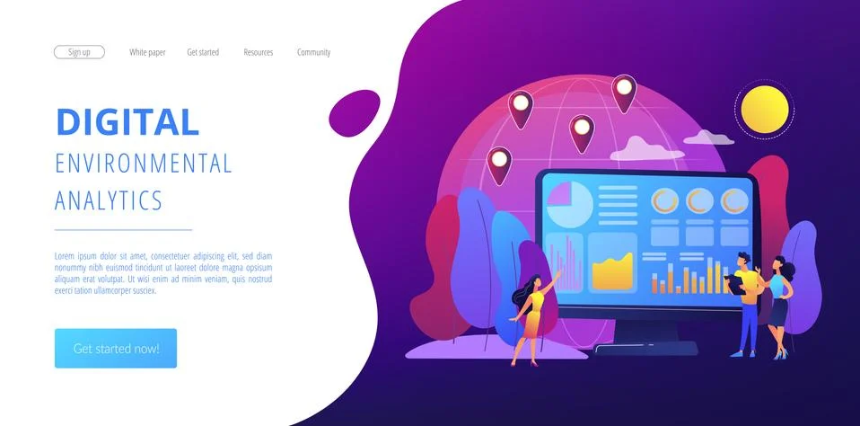 Environment data analytics concept landing page Stock Illustration