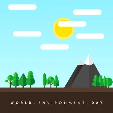 . Environment Day design. World Forest Day. Flat Landscape design. vector Ill Stock Illustration