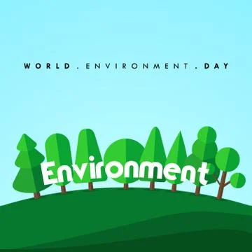 . Environment Day design. World Forest Day. Flat Landscape design. vector Ill Illustrazione stock
