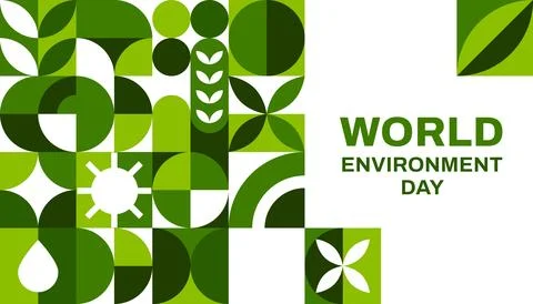 Environment Day poster with geometric pattern イラスト素材