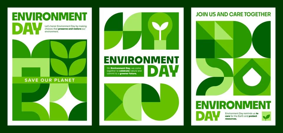 Environment day posters with geometric pattern イラスト素材
