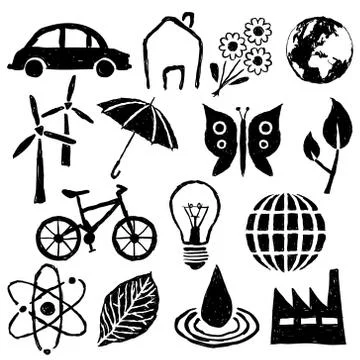 Environment doodle images Illustrazione stock