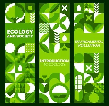 Environment ecology banners with Bauhaus pattern イラスト素材