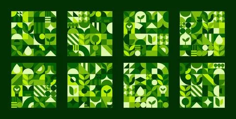 Environment ecology geometric nature pattern tiles Stock Illustration
