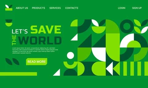 Environment ecology geometric pattern landing page Illustrazione stock