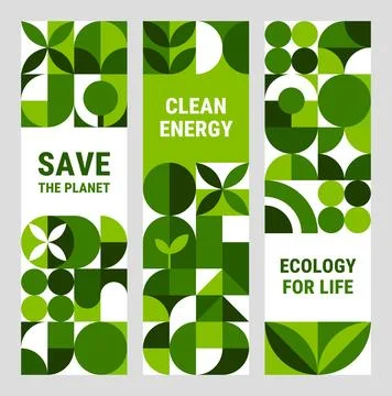 Environment ecology green geometric pattern banner Illustrazione stock