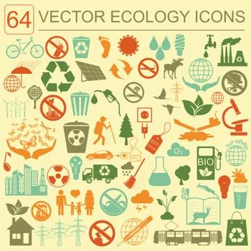 Environment, ecology icon set. Environmental risks, ecosystem Stock Illustration
