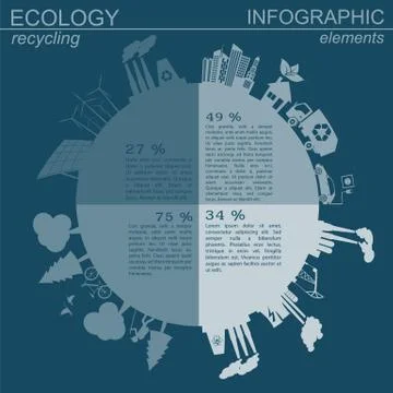 Environment, ecology infographic elements. Environmental risks, ecosystem. Te Stock Illustration