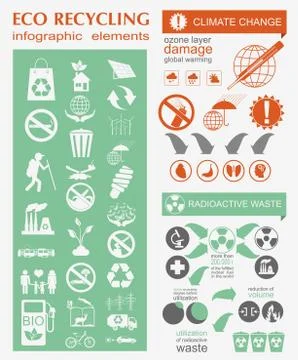 Environment, ecology infographic elements. Environmental risks, ecosystem. Te Stock Illustration