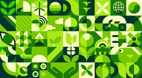 Environment ecology, nature Bauhaus pattern Stock Illustration