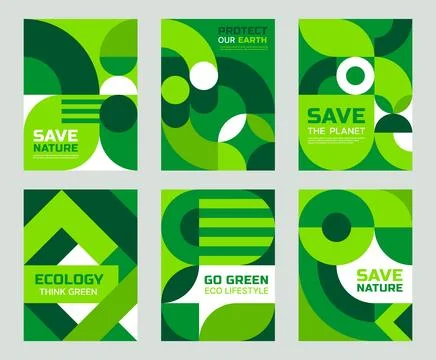 Environment ecology posters with green pattern イラスト素材