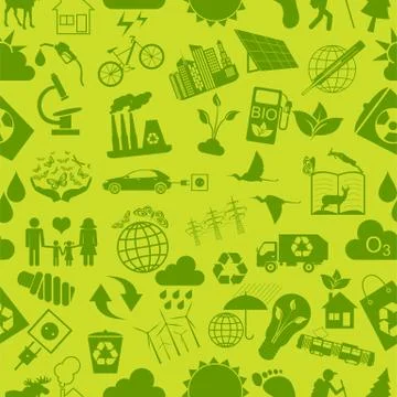 Environment, ecology seamless, pattern. Environmental background Stock Illustration